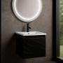 MUEBLE PARA BAÑO ASAL MARMOL NEGRO CON LAVABO BLANCO, LLAVE NEGRA Y DESAGÜES LISTO PARA INSTALAR