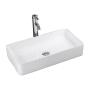 LAVABO PARA BAÑO BLANCO 61 X 35 CM CON LLAVE CONTRA Y CÉSPOL