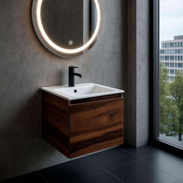 MUEBLE PARA BAÑO ASAL TZALAM CON LAVABO BLANCO, LLAVE NEGRA Y DESAGÜES LISTO PARA INSTALAR
