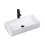 LAVABO PARA BAÑO BLANCO RECTANGULAR 61 X 35 CM CON LLAVE Y CÉSPOL