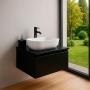 MUEBLE PARA BAÑO ASTRA NEGRO KENT CON LAVABO BLANCO, LLAVE NEGRA Y DESAGÜES LISTO PARA INSTALAR