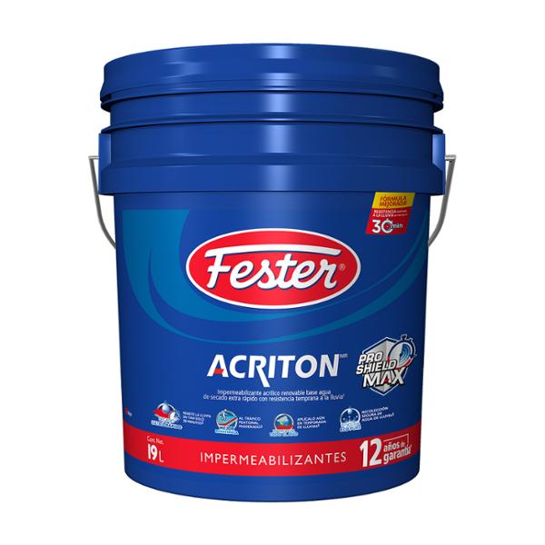 IMPERMEABILIZANTE FESTER ACRITON PROSHIELD MAX 12 AÑOS ROJO 19 L