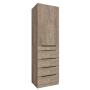 CAJONERA MELAMINA 203 X 60 X 45 CM NOGAL CLARO 5 CAJONES CON ENTREPAÑOS CIERRE SUAVE