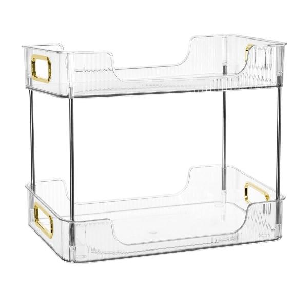 ORGANIZADOR DOS NIVELES TRANSPARENTE CON AGARRADERA