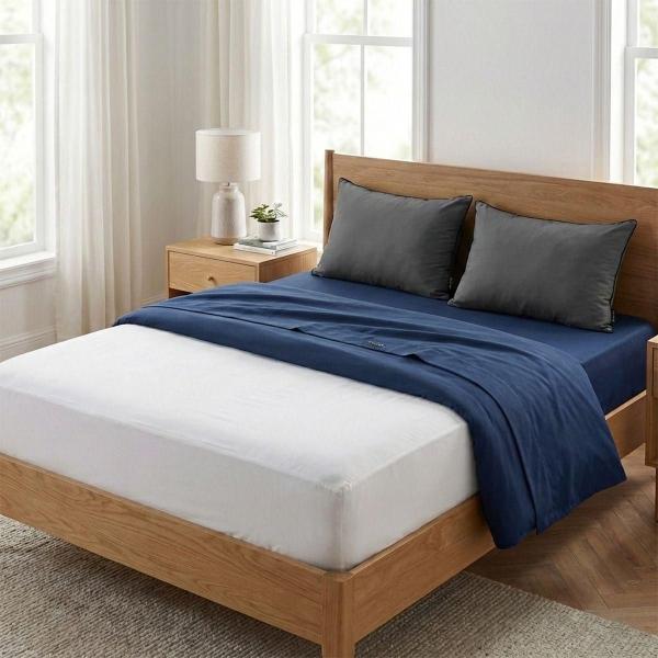 COMBO DICASA MATRIMONIAL PROTECTOR ULTRA + SABANAS SOFTY AZUL MARINO + ALMOHADA 2-PACK