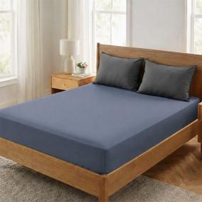 COMBO DICASA QUEEN SIZE SABANAS BASIC AZUL ACERO + ALMOHADA 2-PACK
