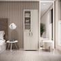 ARMARIO MULTIUSOS ALDO 60CM MADERKIT 2 PUERTAS Y 3 NICHOS ABIERTOS NIEBLA-BLANCO