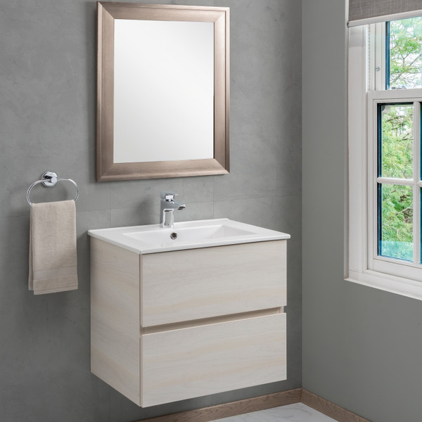 MUEBLE PARA BAÑO FLOTANTE NEVIS 24" BEIGE MDF CON LAVABO