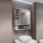 BOTIQUÍN PARA BAÑO CON ESPEJO MDP 3 NICHOS ABIERTOS COLOR NIEBLA