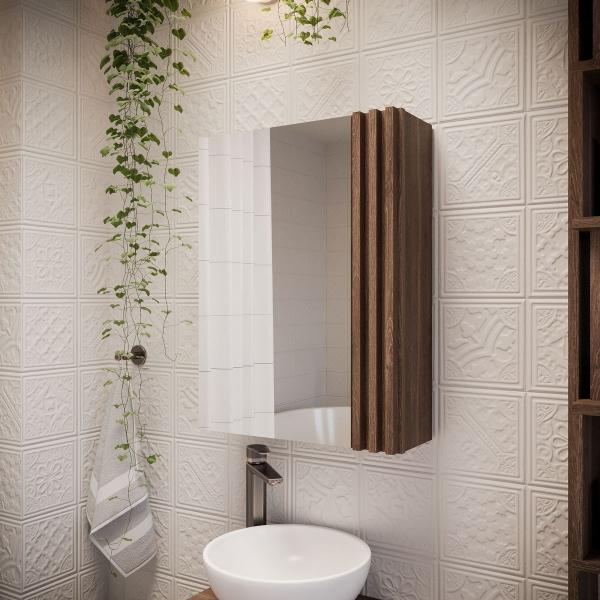 BOTIQUÍN PARA BAÑO CON ESPEJO MDP MELAMINA DETALLES ALISTONADOS COLOR MILAN
