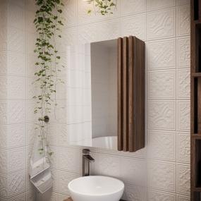 BOTIQUÍN PARA BAÑO CON ESPEJO MDP MELAMINA DETALLES ALISTONADOS COLOR MILAN
