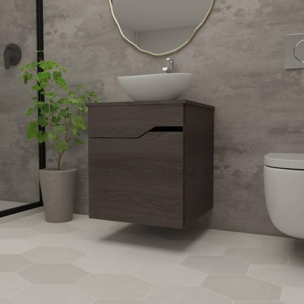 MUEBLE INFERIOR DE BAÑO FLOTANTE 20" 1 PUERTA COLOR COÑAG MDP