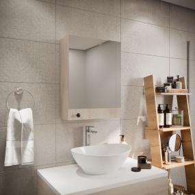 BOTIQUIN PARA BAÑO CON ESPEJO MDP MELAMINA COLOR CENIZA