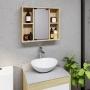 BOTIQUÍN PARA BAÑO CON ESPEJO MDP 4 NICHOS ABIERTOS COLOR ROVERE