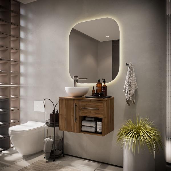 MUEBLE INFERIOR DE BAÑO FLOTANTE 24" NICHO ABIERTO COLOR GALES MDP