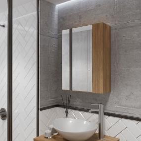BOTIQUÍN PARA BAÑO CON ESPEJO MDP ACABADO MIEL