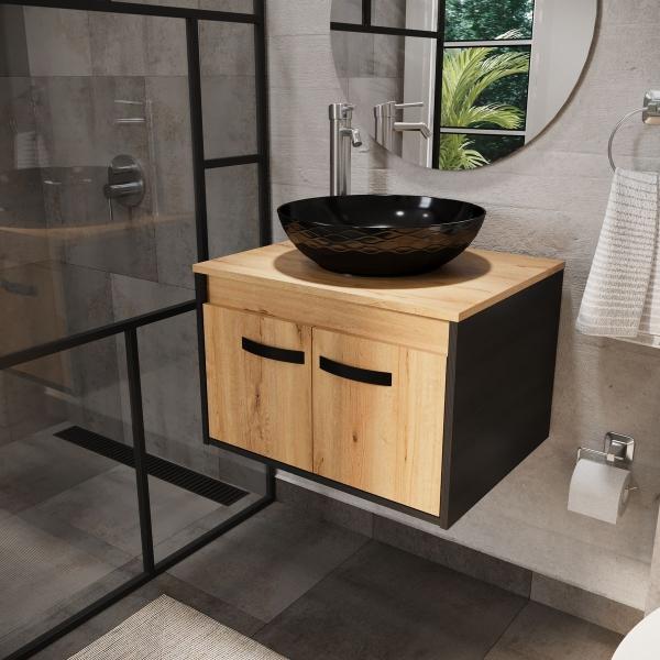MUEBLE INFERIOR DE BAÑO FLOTANTE 24" 2 PUERTAS WENGUE MDP