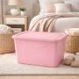 CAJA ORGANIZADORA SÓLIDA 61 L PLÁSTICO TAPA ROSA APILABLE