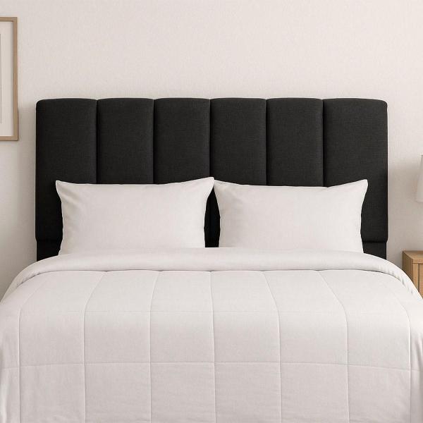CABECERA QUEEN SIZE DICASA KAMI NEGRO + BASE CAMA SLIM