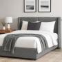 CABECERA QUEEN SIZE DICASA MILAN COLOR GRIS + BASE CAMA + COLCHÓN RESTONIC ROLL