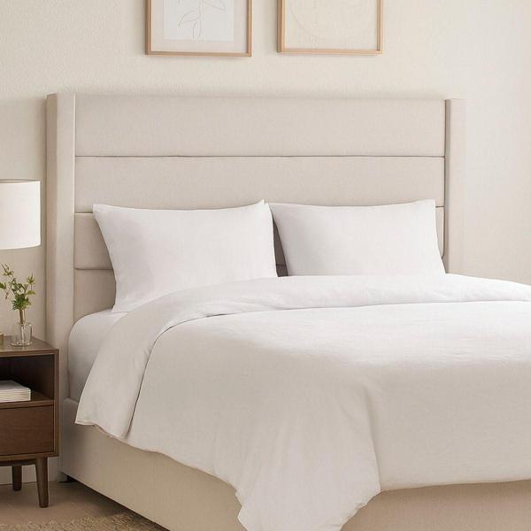 CABECERA KING SIZE DICASA LUGO CREMA + BASE CAMA SLIM