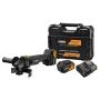 KIT ESMERILADORA ANGULAR 4 1/2" 18V BRUSHLESS MCLAREN CON 2 BATERÍAS, CARGADOR Y CAJA TSTACK