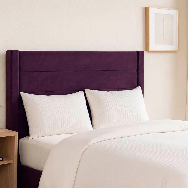 CABECERA KING SIZE LUGO TAPIZADA MORADO RECTA ARMADA PARA RECÁMARA