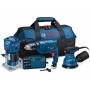 COMBO ROUTER 550W, ROTOMARTILLO 550W Y LIJADORA ORBITAL CON BOLSO DE HERRAMIENTAS