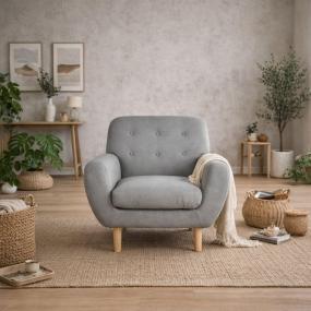 SILLÓN INDIVIDUAL 1 PERSONA SELENA TELA GRIS PLATA