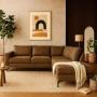 SOFÁ SECCIONAL NIAGARA TELA LEATHER 260 X 240 CM CHOCOLATE CON COJINES