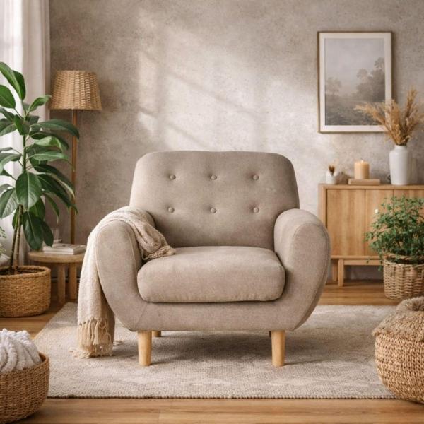 SILLÓN INDIVIDUAL 1 PERSONA SELENA TELA HUESO