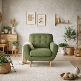 SILLÓN INDIVIDUAL 1 PERSONA SELENA TELA VERDE