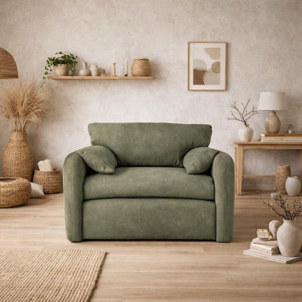 SILLÓN INDIVIDUAL 1 PERSONA COSMO TELA VERDE PLOMO