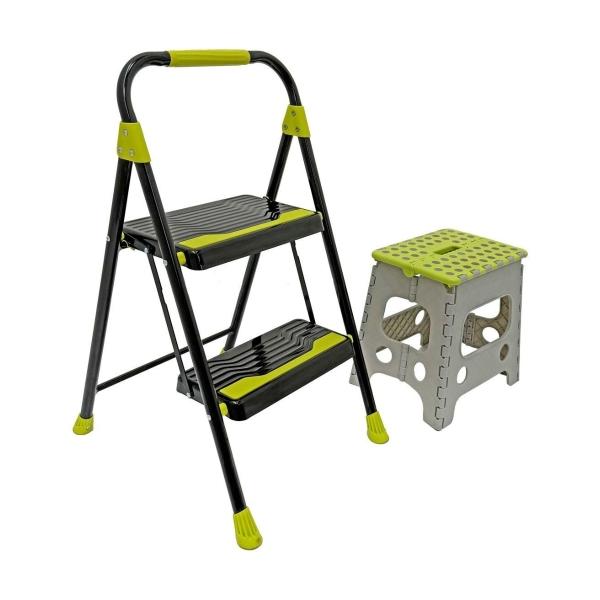 COMBO ESCALERITA DE ACERO Y TABURETE PLASTICO EASY STEP