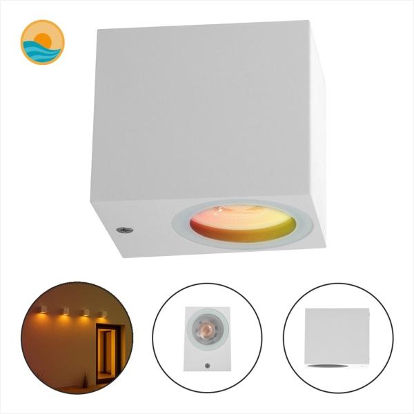 LÁMPARA LED DE MURO EXTERIOR BLANCO DTW 1800K A 3000K 6W IP65