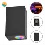 LÁMPARA LED RGB DE MURO EXTERIOR NEGRO LUZ DIRECTA E INDIRECTA IP65