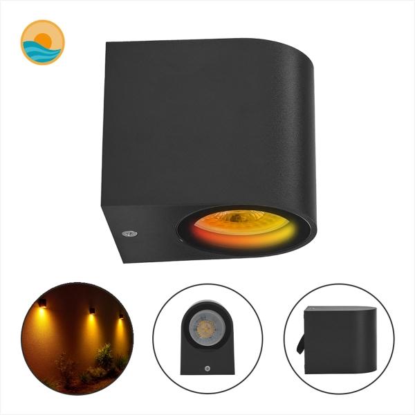 LÁMPARA LED DE MURO EXTERIOR NEGRO DTW 1800K A 3000K IP65 CON FOCO