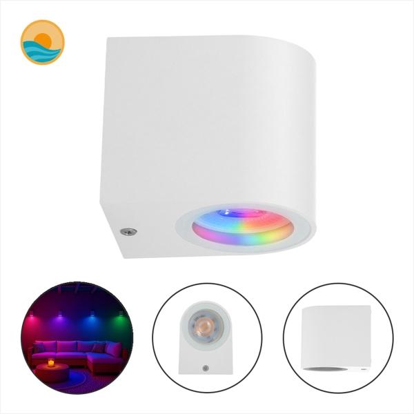 LÁMPARA LED RGB DE MURO EXTERIOR BLANCO IP65 CON FOCO INCLUIDO