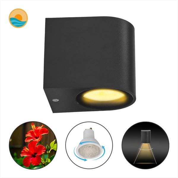 LÁMPARA LED DE MURO EXTERIOR NEGRO ÁNGULO AJUSTABLE 2700K IP65 CON FOCO