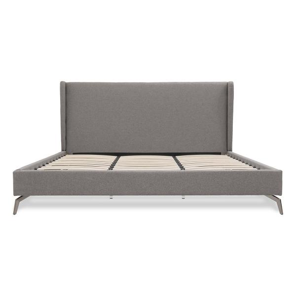 CAMA TAPIZADA KING SIZE DE TELA GRIS CLARO CON CABECERA CONTEMPORÁNEO 200 KG