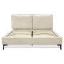 CAMA TAPIZADA QUEEN SIZE DE TELA TAUPE CON CABECERA CONTEMPORÁNEA 300 KG