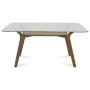 MESA PARA COMEDOR JUKO 6 PERSONAS RECTANGULAR DE VIDRIO TEMPLADO Y MADERA COLOR NOGAL
