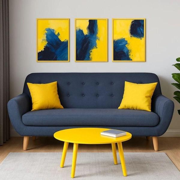SOFÁ 3 PLAZAS SELENA TELA 185 X 75 X 85 CM AZUL