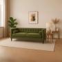 SOFÁ 3 PLAZAS LÍNEA MADISON TELA CHENILLE 210 X 86 X 75 CM VERDE GRASS CON COJINES