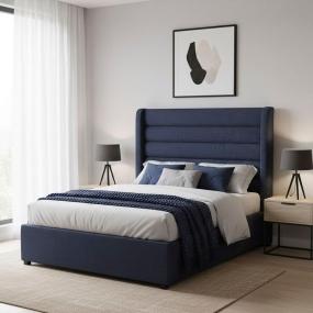 CABECERA KING SIZE POLAR TAPIZADA AZUL CONTEMPORÁNEA ACOLCHONADA PARA RECÁMARA