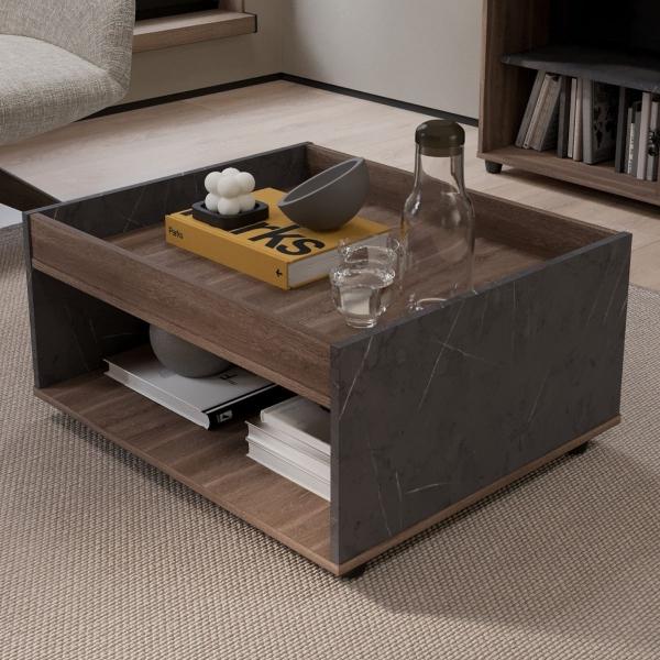 MESA DE CENTRO DECORATIVA STONE MDP 70.8 X 60.2 X 34.7 CM MILÁN ÓNIX