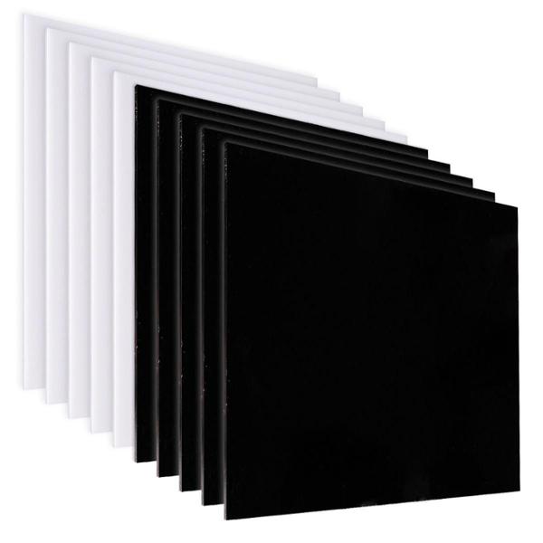 PANEL DE ACRÍLICO 40 X 40 CM PARA DECORACIÓN RESISTENTE BLANCO Y NEGRO 10 PIEZAS