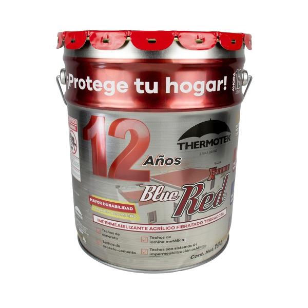IMPERMEABILIZANTE ACRÍLICO BLUE XTREME 12 AÑOS FIBRATADO ELASTOMÉRICO ROJO 15 A 19 L