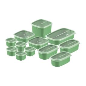 JUEGO DE 12 RECIPIENTES TRAMONTINA CON TAPAS VERDE