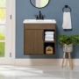 GABINETE PARA BAÑO DE EMPOTRAR LEIRO 24" NOGAL EN TERMOFORMADO CON LAVABO BLANCO